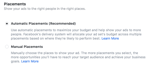 facebook ad placements